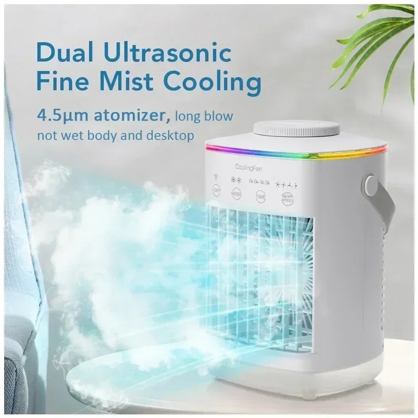 

New Portable USB Air Cooler Household Small Multifunctional Cooling Fan Office Desktop Mobile Air Conditioner Humidifier