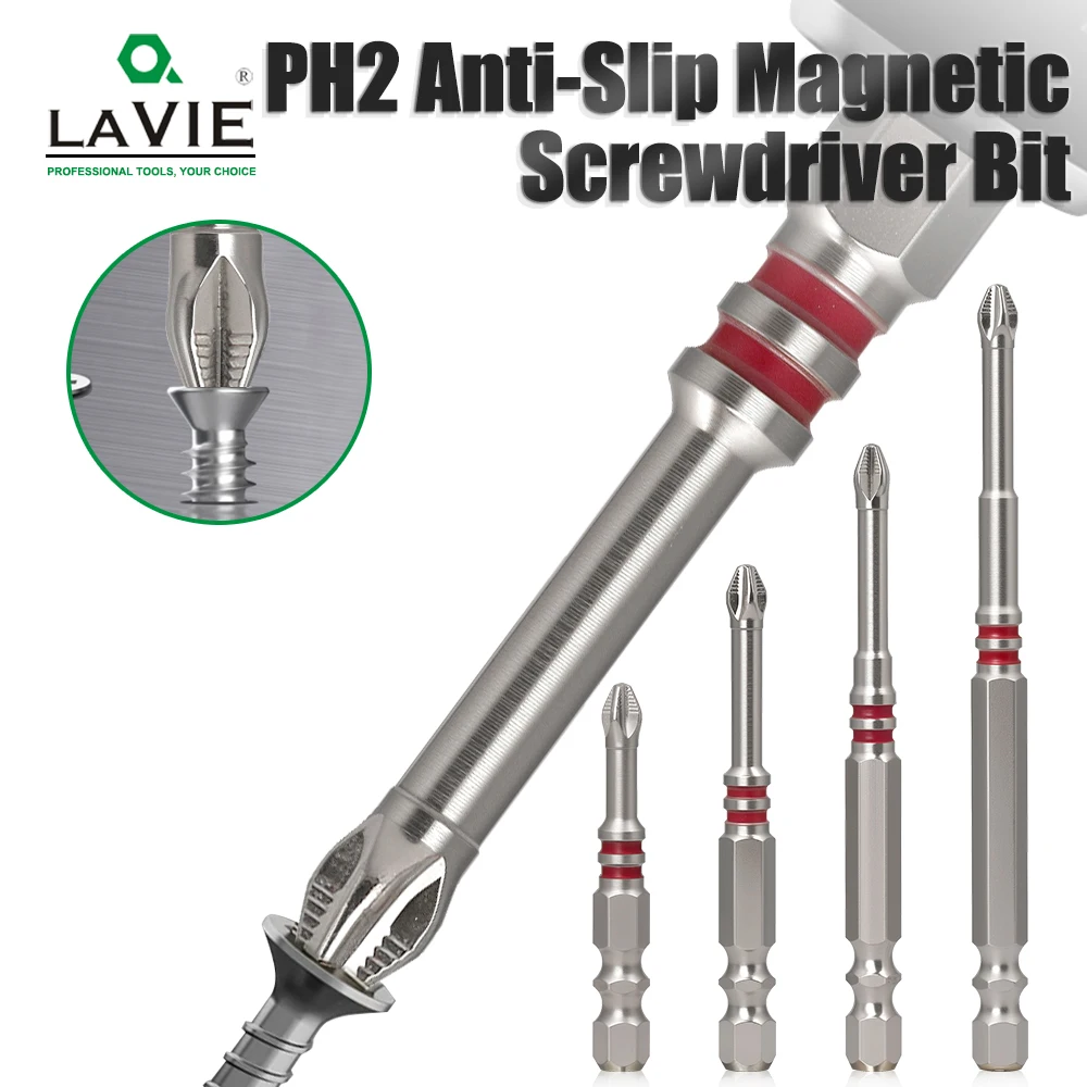 

LAVIE 1pc Cross Screwdriver Bit Red Ring Magnetic Holder Small Head Phillips Bit Anti-Slip for Hand Tools DIY Woodworking
