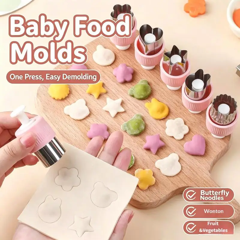 3/5 Pcs Press Cookie Cutter Set Stainless Steel Butterfly Clear Embossing Molds For Fruit Veggie Biscuit Home DIY Baking