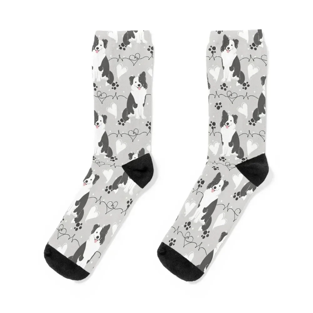 LOVE Border Collie – Schwarz und Weiß 4-Socken, Tennis, Luxus, Sport, Kinder, Mädchensocken, Herren