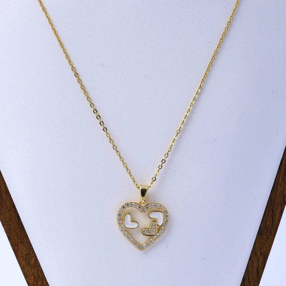 Collana con ciondolo a forma di cuore |   Gioielli in stile giapponese e coreano |   Resistente catena di clavicola in oro |   Decorazione versatile per le donne