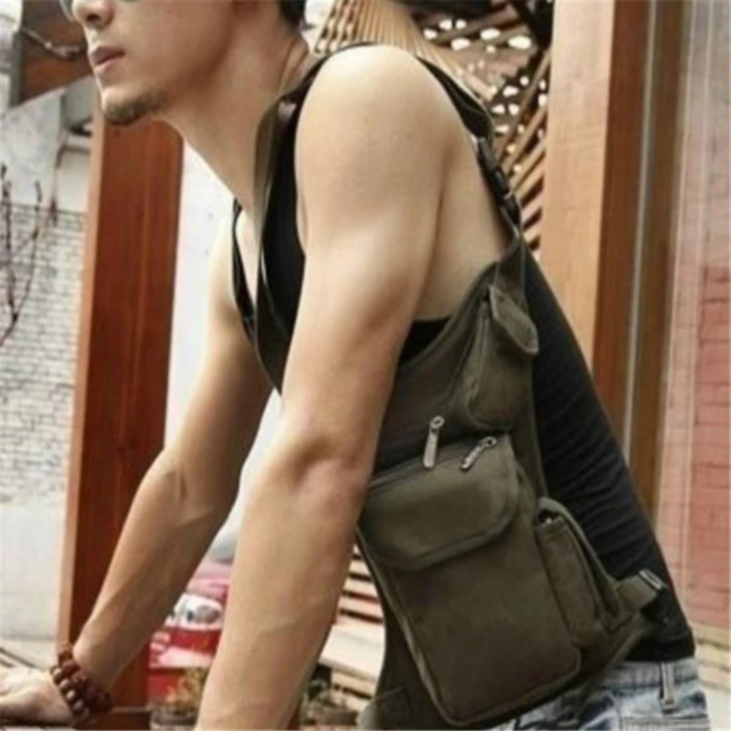 Male Canvas Drop Leg Bag Waist Bag Fanny Pack Belt Hip Bum Travel Multi-purpose Motorcycle Messenger Shoulder Bags