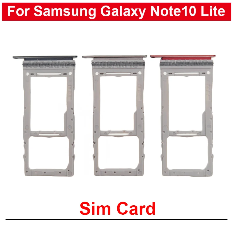 For Samsung Galaxy Note 10 Lite Dual + Single Sim Tray Card MicroSD Holder Socket Slot Repair Replacement Parts N770