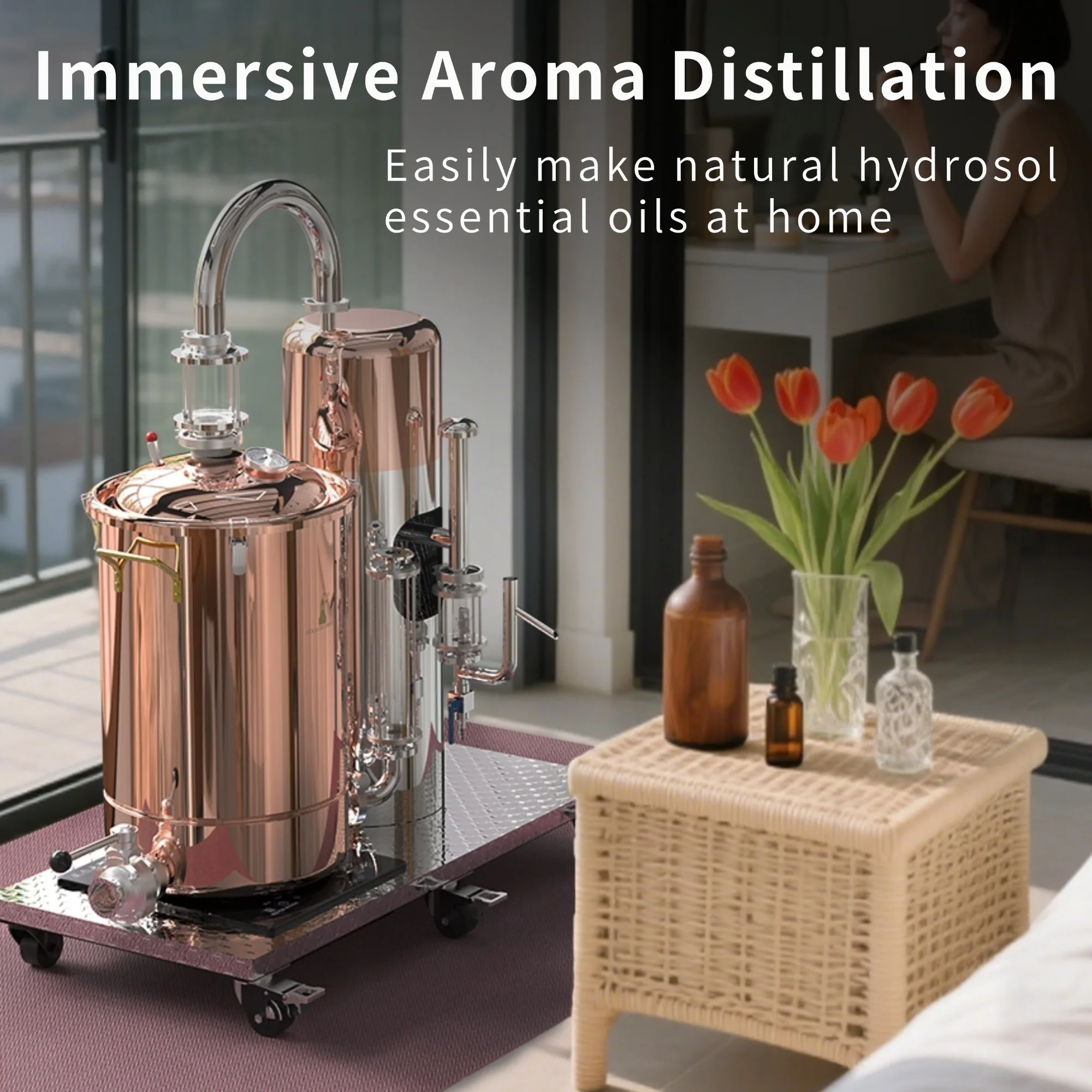 HOOLOO MOVE-30 Home Hydrosol جهاز تقطير الزيوت العطرية استخلاص الزيوت العطرية للنباتات والزهور وتقطير النحاس #2