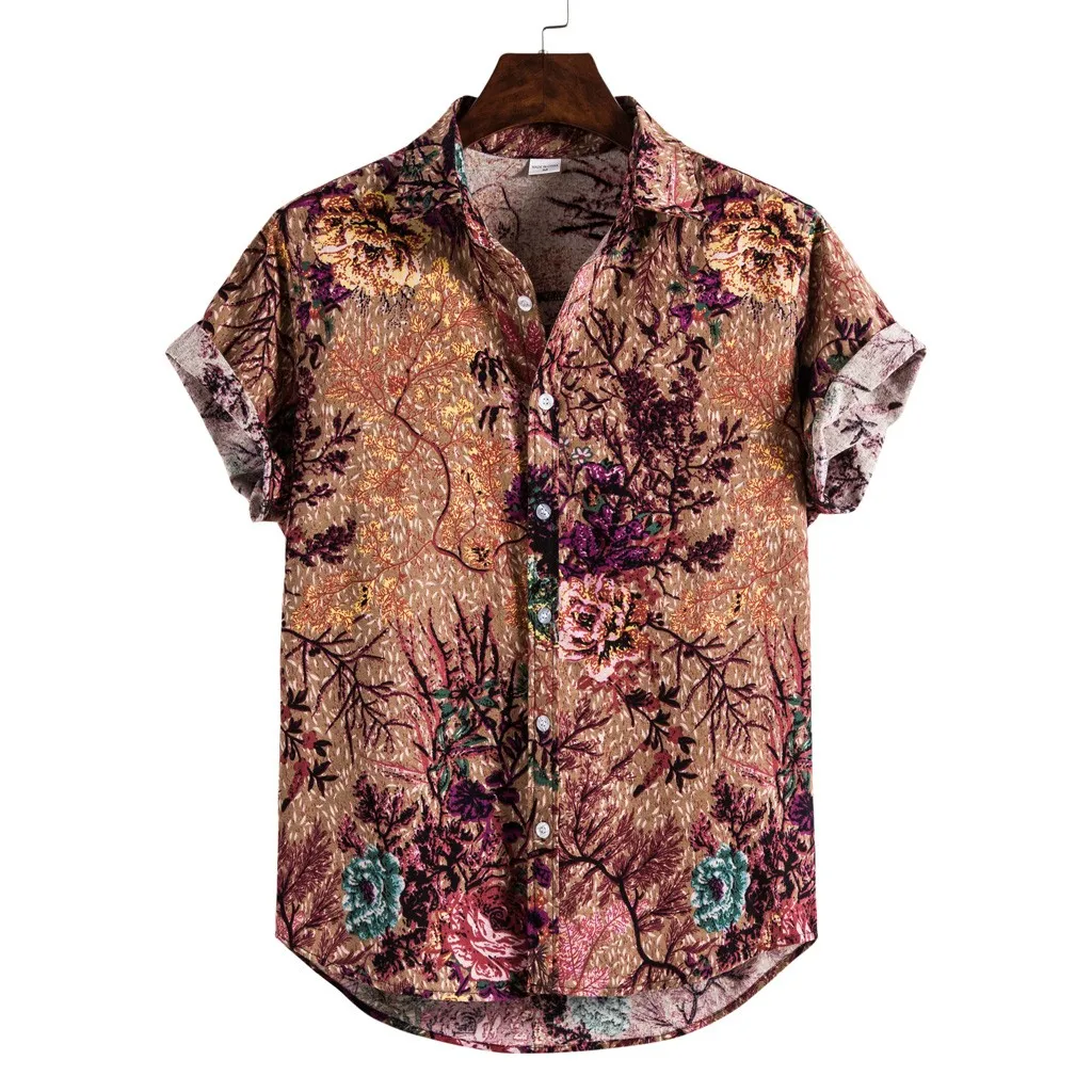 

Mens Casual Shirt Printing Blouse Sleeve T-shirt Short Loose European Style Solid Shirts Oversized Casual Shirt