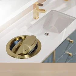 Embedded Countertop Trash Can Lid Stainless Steel Circular Rose Gold Bathroom Storage Bin Kitchen Islands Food Waste 벽걸이 쓰레기통
