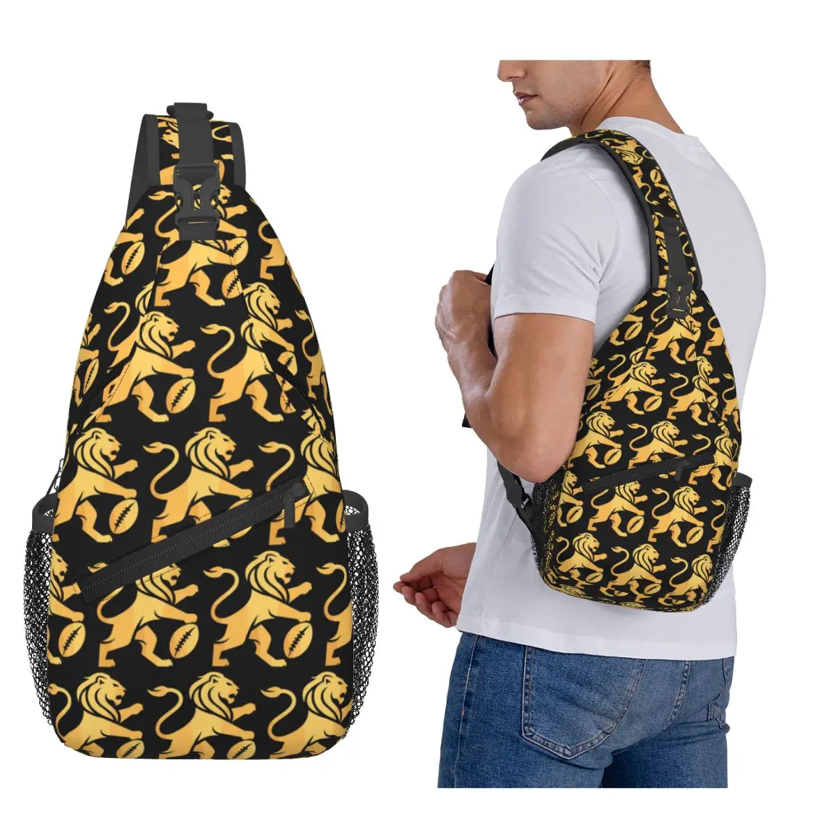 

Brisbane Lions Chest Bag Men Sling Crossbody Backpack Chest Bag Traveling Hiking Daypack Shoulder Bag