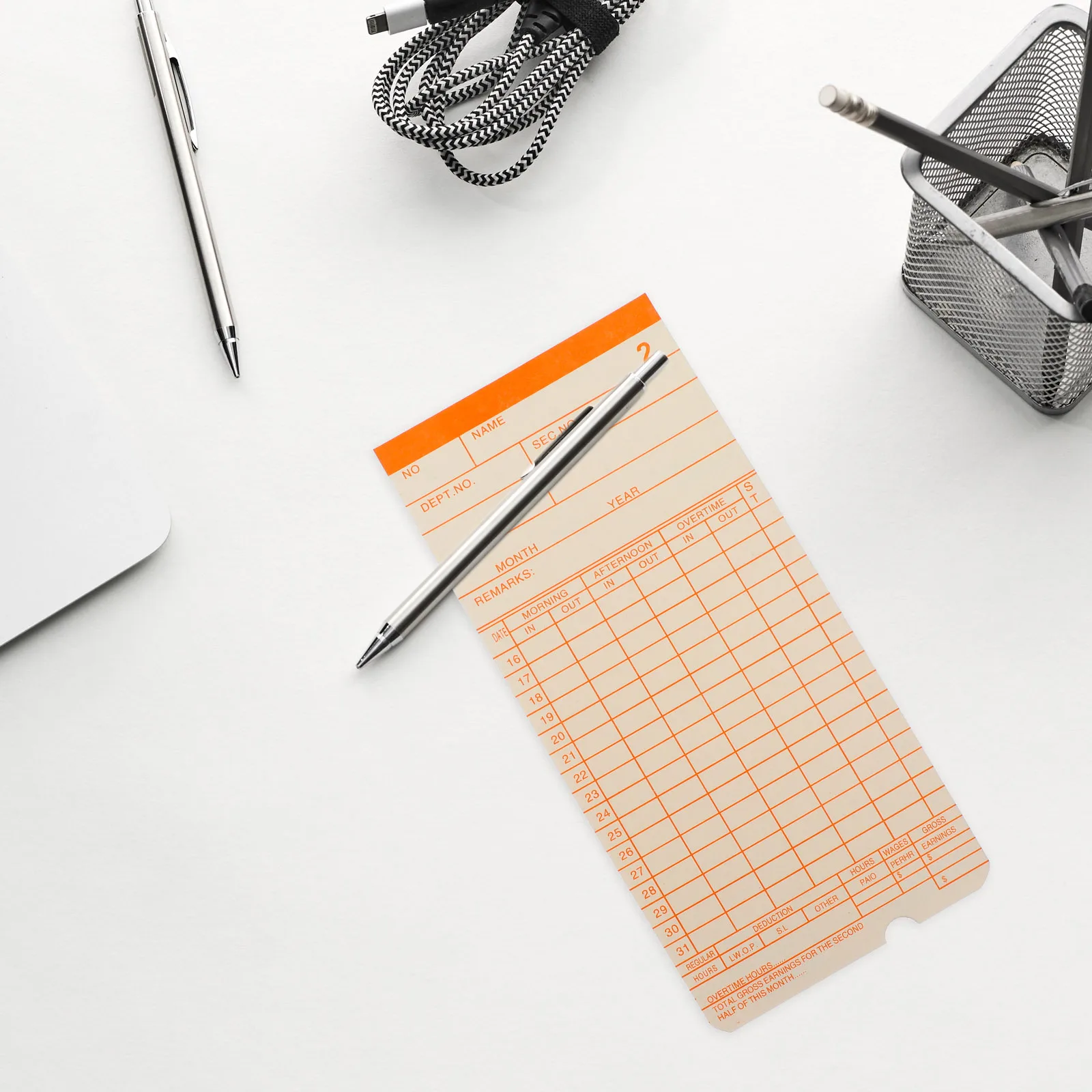 

100 Sheets Clocking Cards for Office Long-Lasting Paperboard Weekly Monthly Format Time Card Machine Recording for Company Use