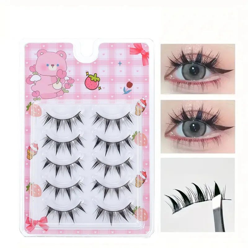 5 paar grote cat eye-stijl valse wimpers, cosplay komische valse wimpers, natuurlijk zacht en comfortabel, geen last