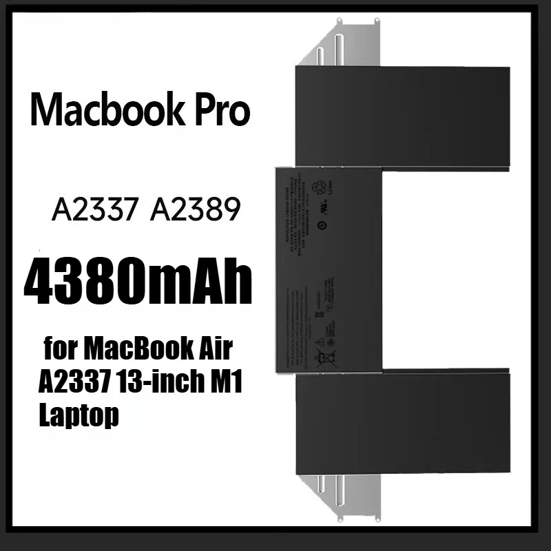 4380mAh High Capacity Li-Polymer Battery A2389 for MacBook Air A2337 13-inch M1 Laptop OEM Replacement Battery Safety Protection