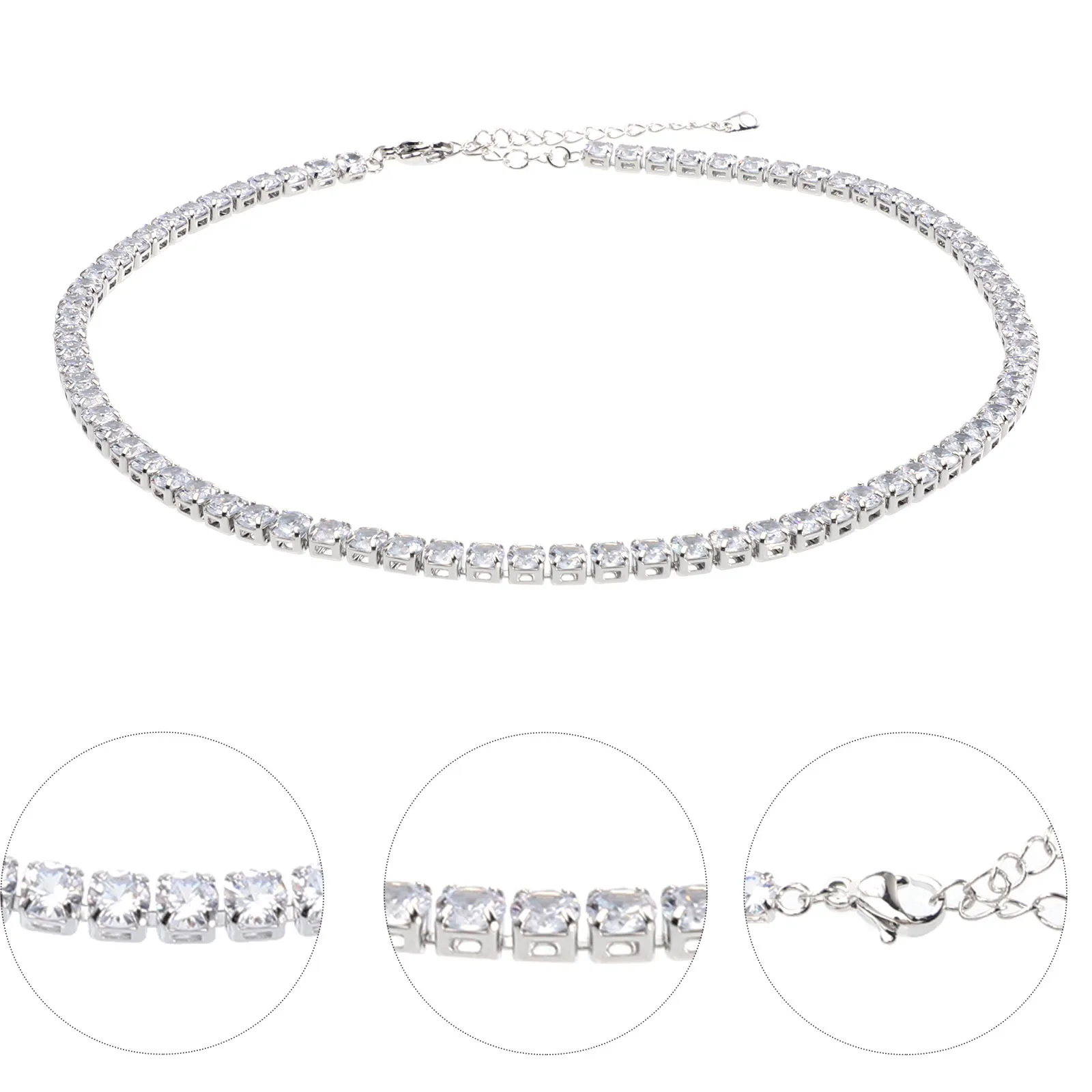 

1 Piece Zircon Necklace for Women Elegant Clavicle Chain Shiny Rhinestone Pendant Daily Party Wear Neck Jewelry Gift for Her