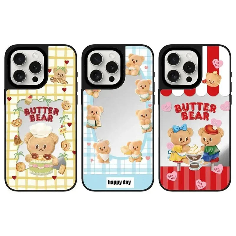 

Cute Chef Bear Mirror Magnetic Phone Case Cover for IPhone 11 12 13 14 15 16 Pro Max Case for IPhone 16 Pro Max