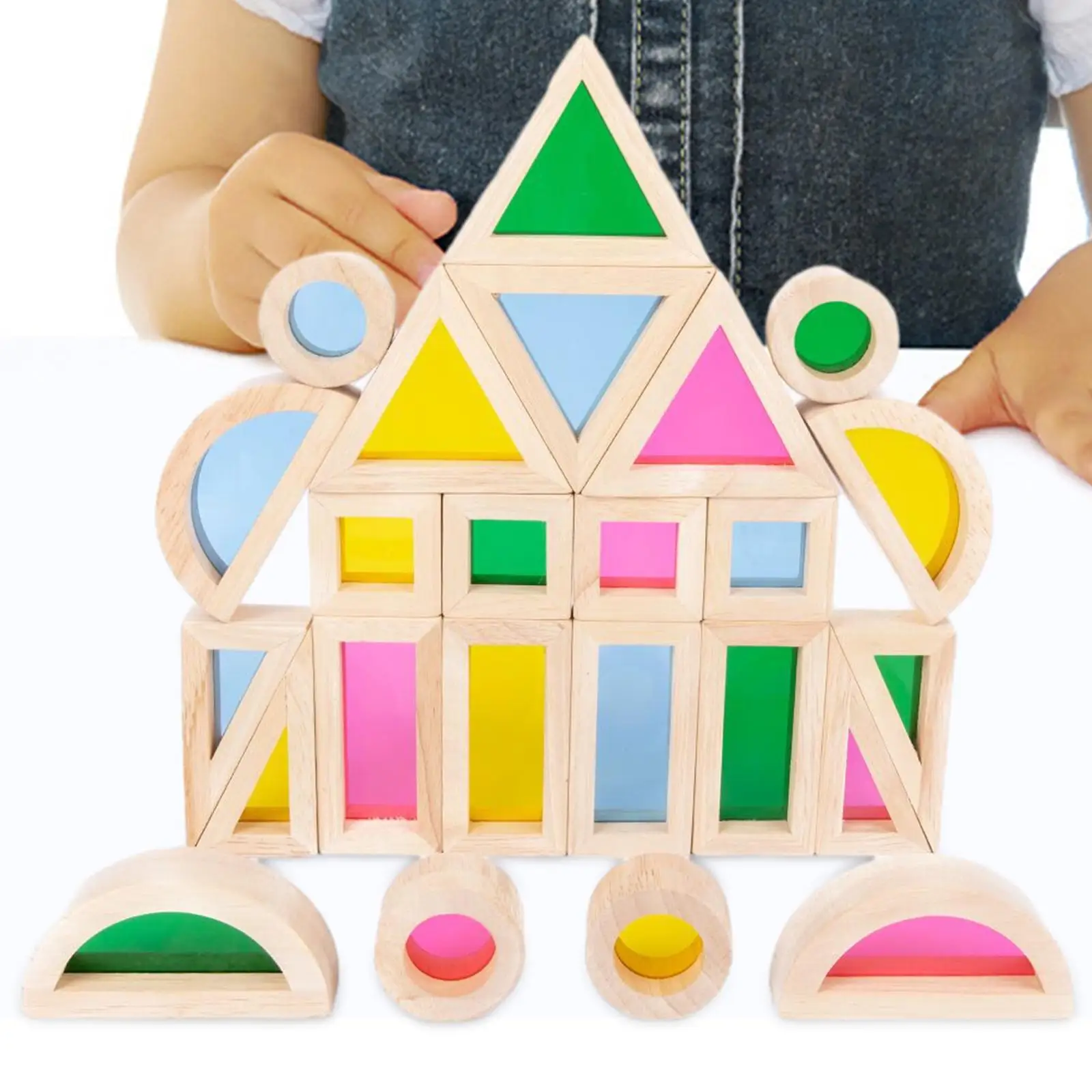 24x Stacking Building Blocks 2 Year Old Boys Girls Geometry Sensory Toy