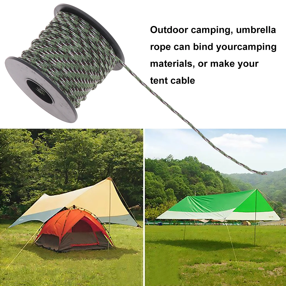 

31M 2.1mm Outdoor Use Reflective Rope Tent Fixed Rope Bright Color Clothesline Rope for Hiking Camping (Green)
