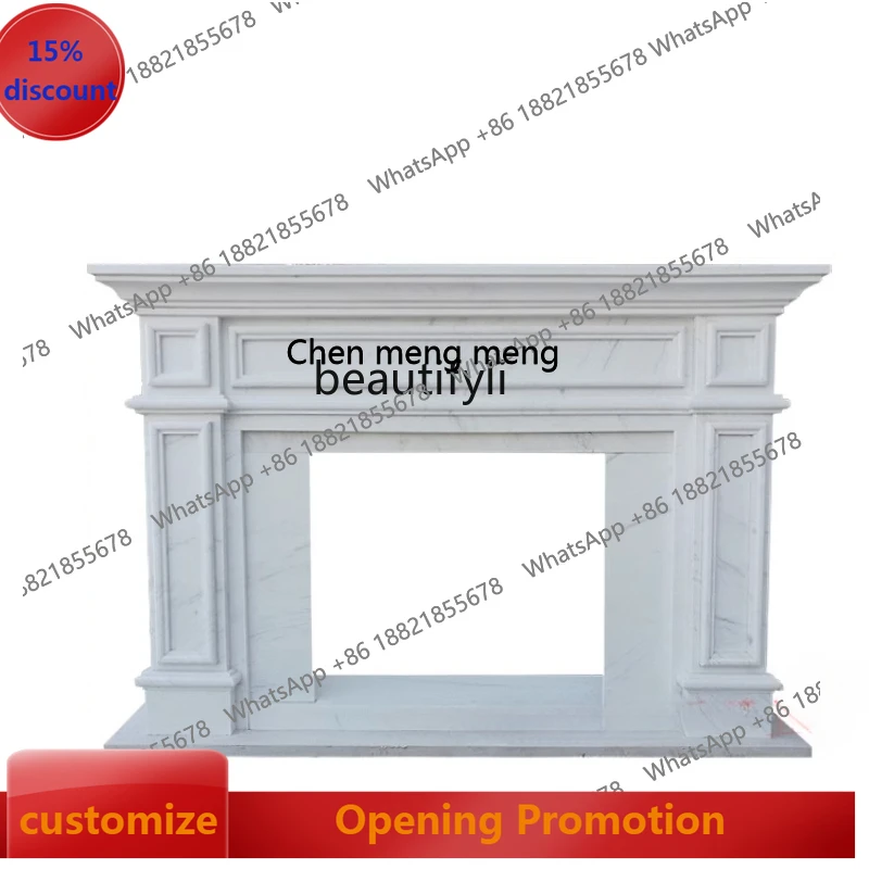 

Marble fireplace stone white marble European simple lines American living room decoration cabinet ornament decoration