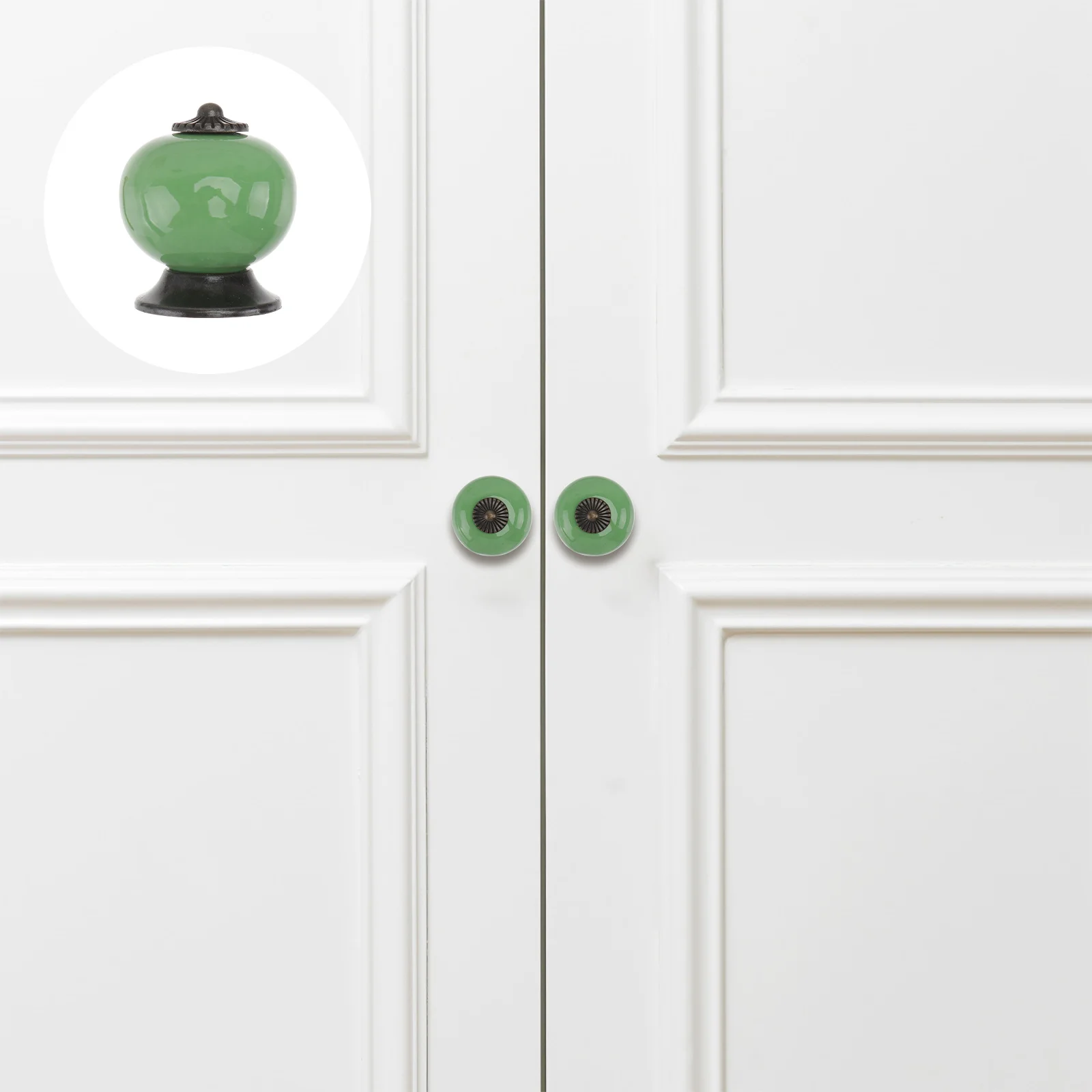 

5pcs Ceramic Pull Knob Green Round Drawer Handle For Cabinet Wardrobe Door Chest Of Drawers Cupboard Ceramic Handle