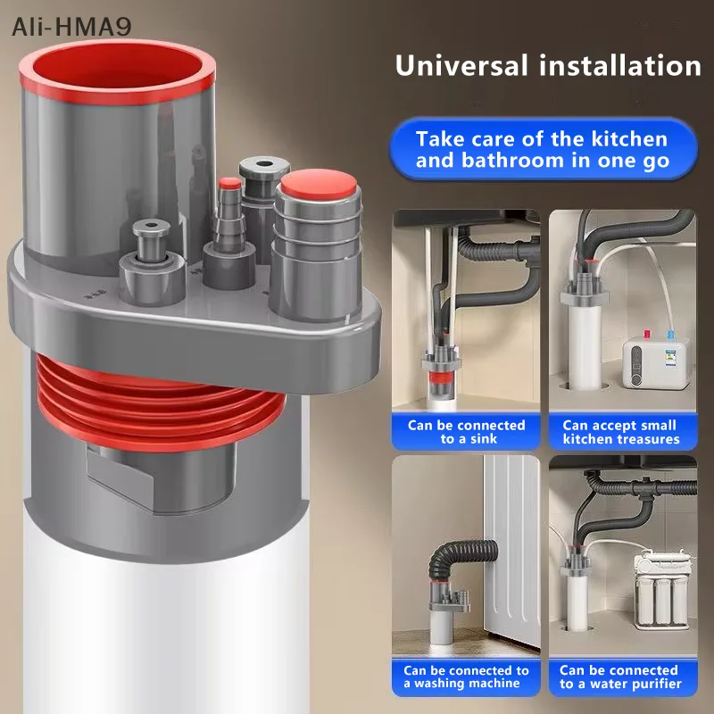 

Kitchen Pipe Drainpipe Connector Kitchen Purifier Dishwasher Drainpipe Connector 5-in-1 Sink Sewer Odor-Proof Insec Joint