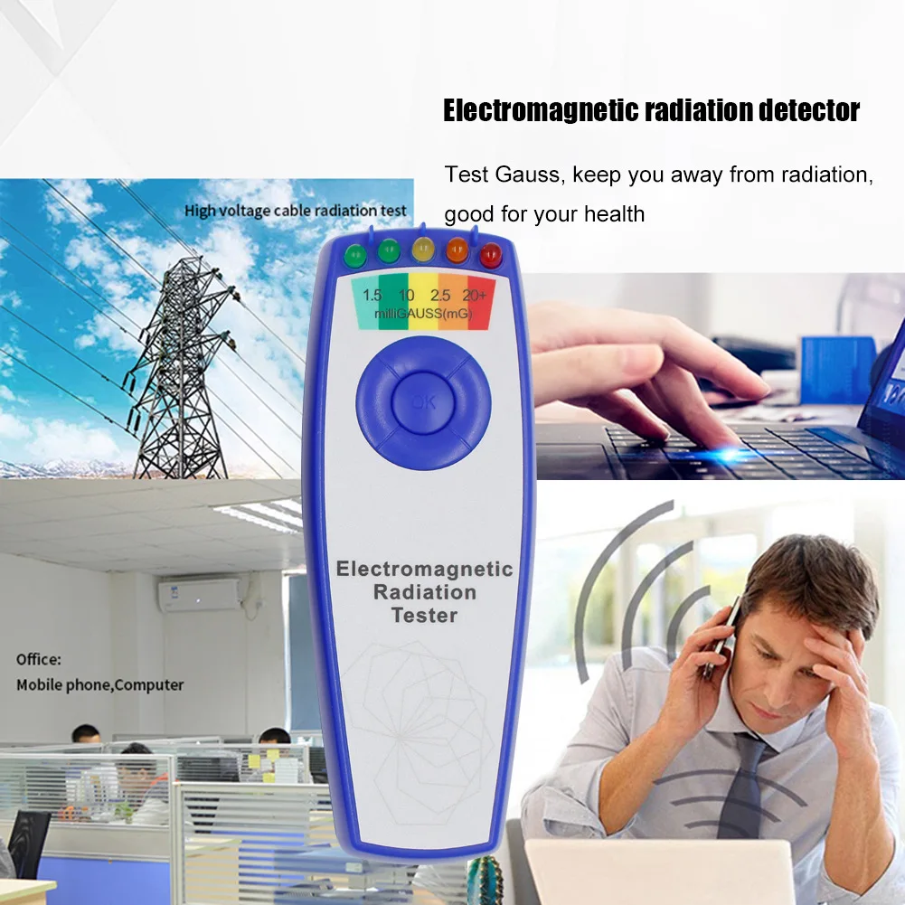 

Handheld Electromagnetic Field Radiation Detector EMF Meter Ghost Hunting Radiation Dosimeter with 5 LED Magnetic Field Detector