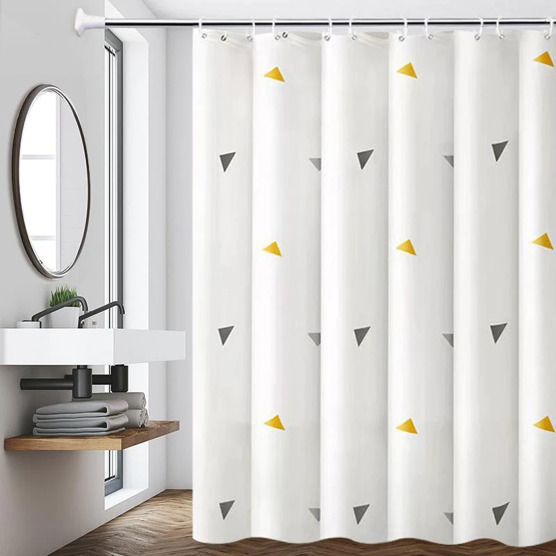 PEVA Shower Curtain Waterproof Anti-Mould Extra Long Thickened Printed Bathroom Partition Curtain