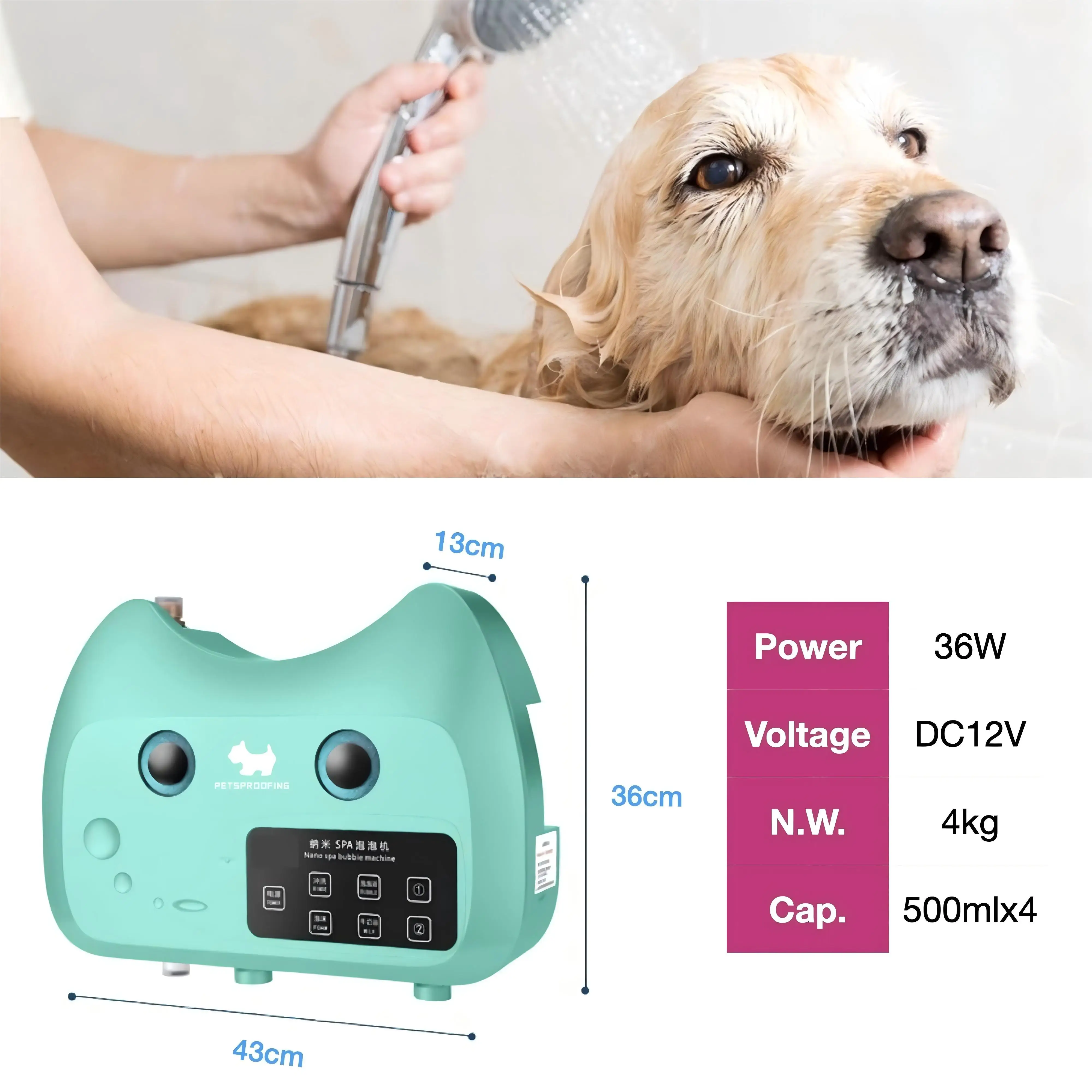 Cartoon Style Pet Spa Bubble Machine - Nano-level Milky SPA + Automatic Shampoo Mixing, Cat Dog Bathroom Cleaning Tool