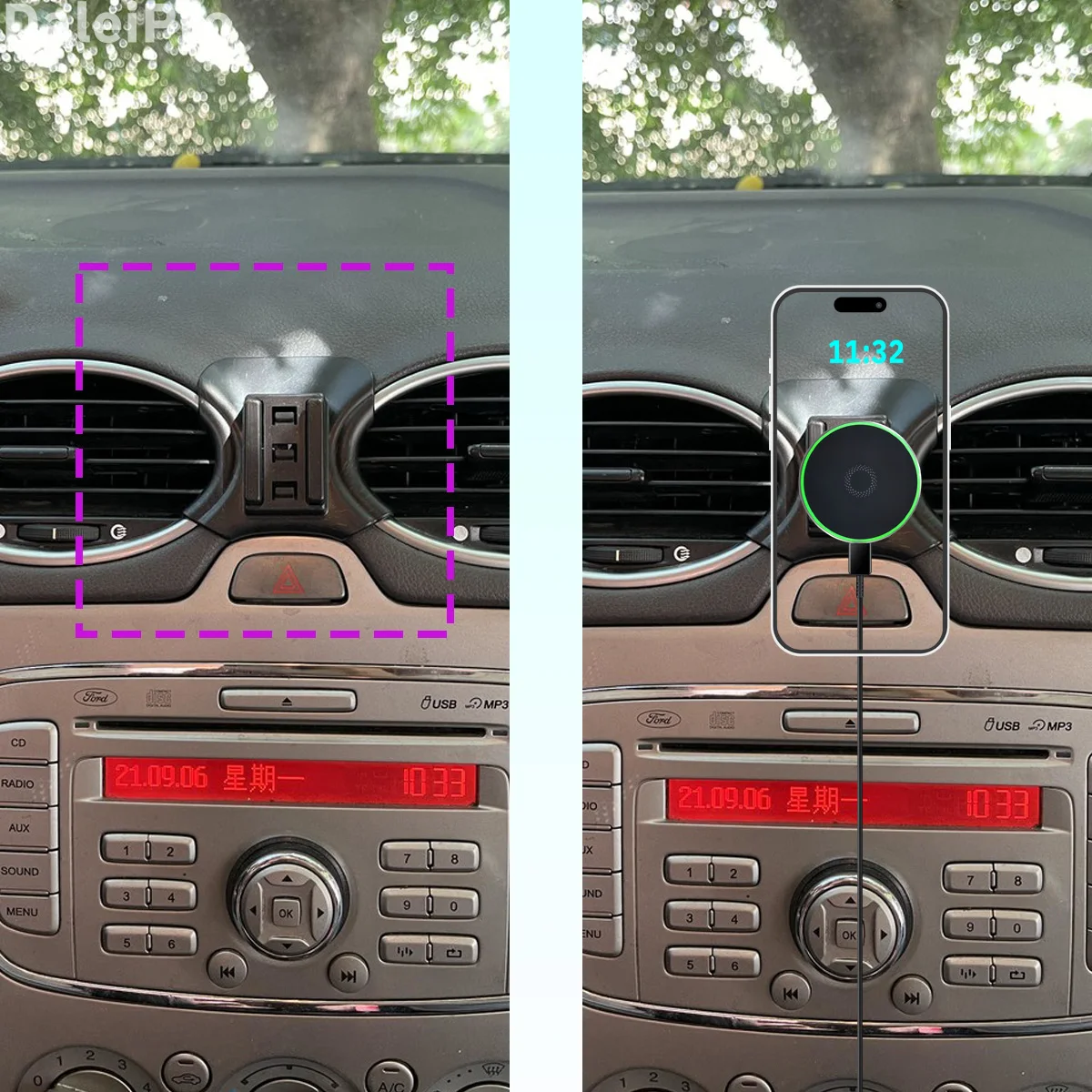 For Ford Focus MK2 2005-2008 2009 2010 2011 Phone Holder Car Magnetic Mount Smart Sensing Wireless Charging One-Touch Release Qi