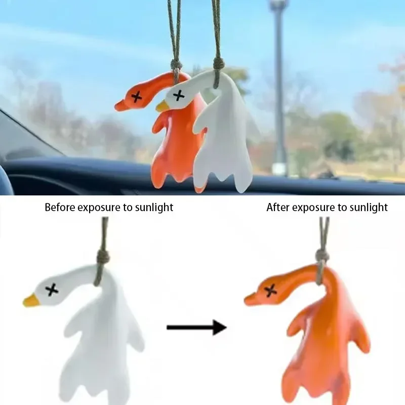 Color changing roasted duck pendant car pendant UV sensitive temperature changing keychain interior decoration Accessories