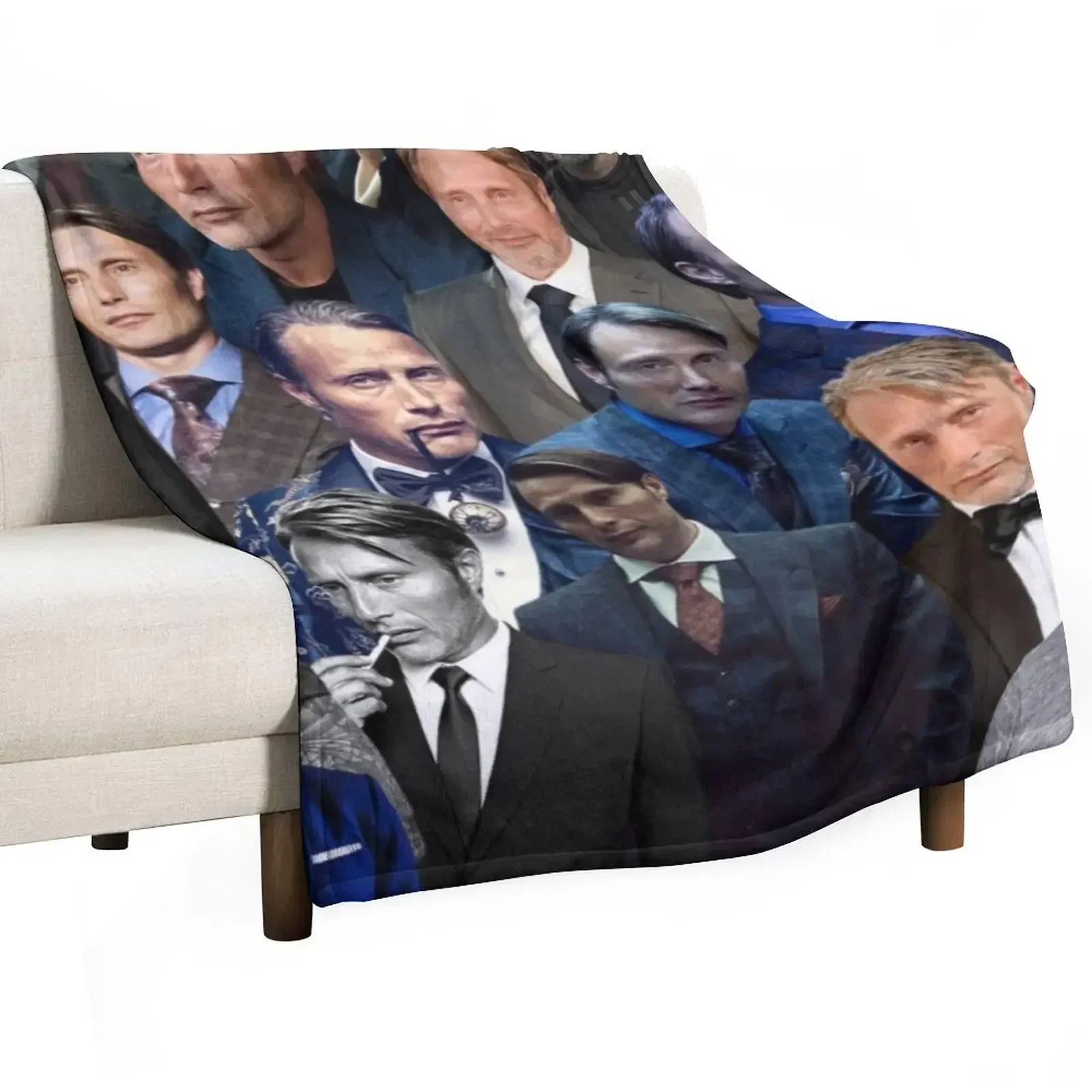 

mads mikkelsen photo collage Throw Blanket Furrys Thermal manga Blankets