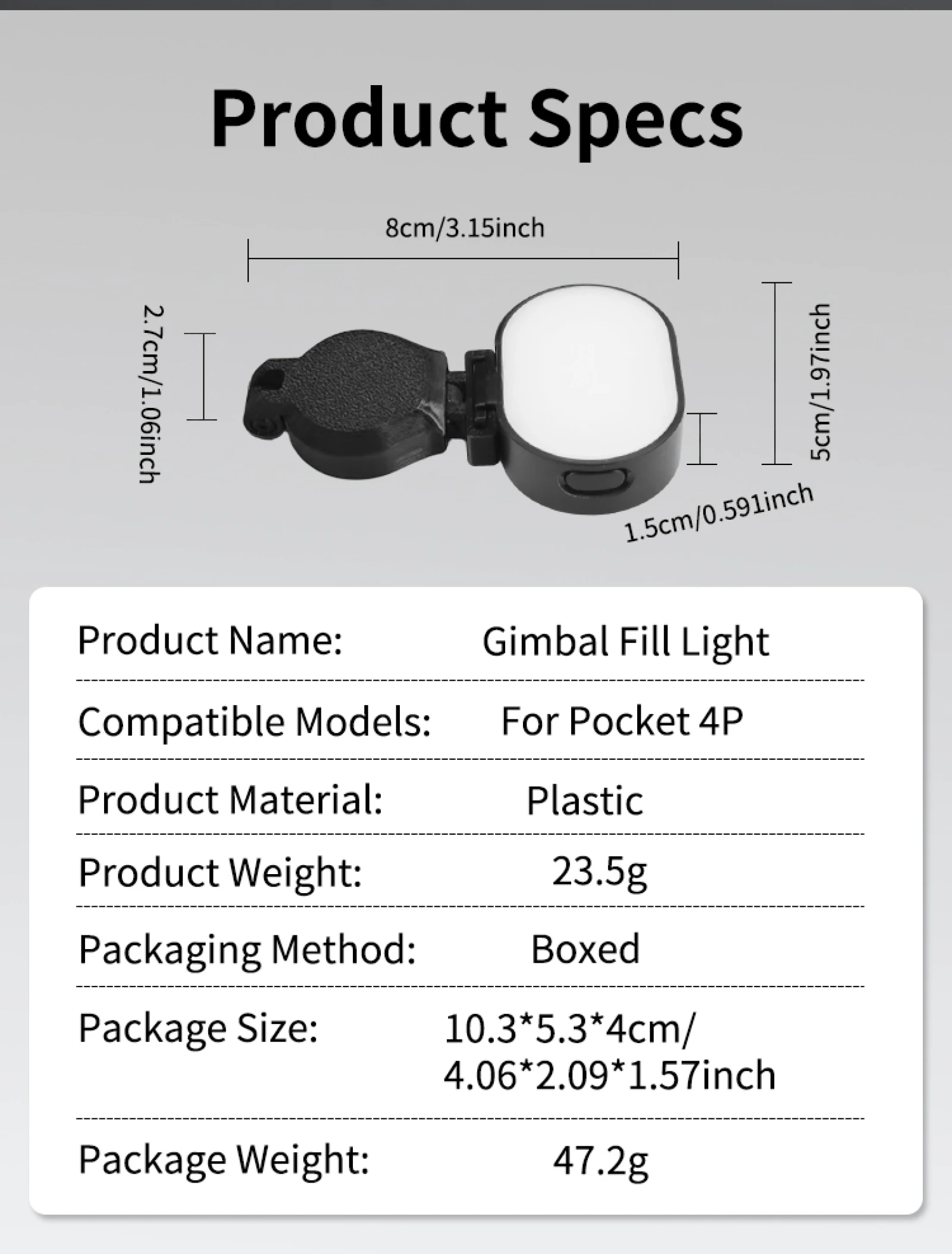 Gimbal Fill Light For Pocket 4P,Multi-angle folding,Three adjustable levels,Compact and handy
