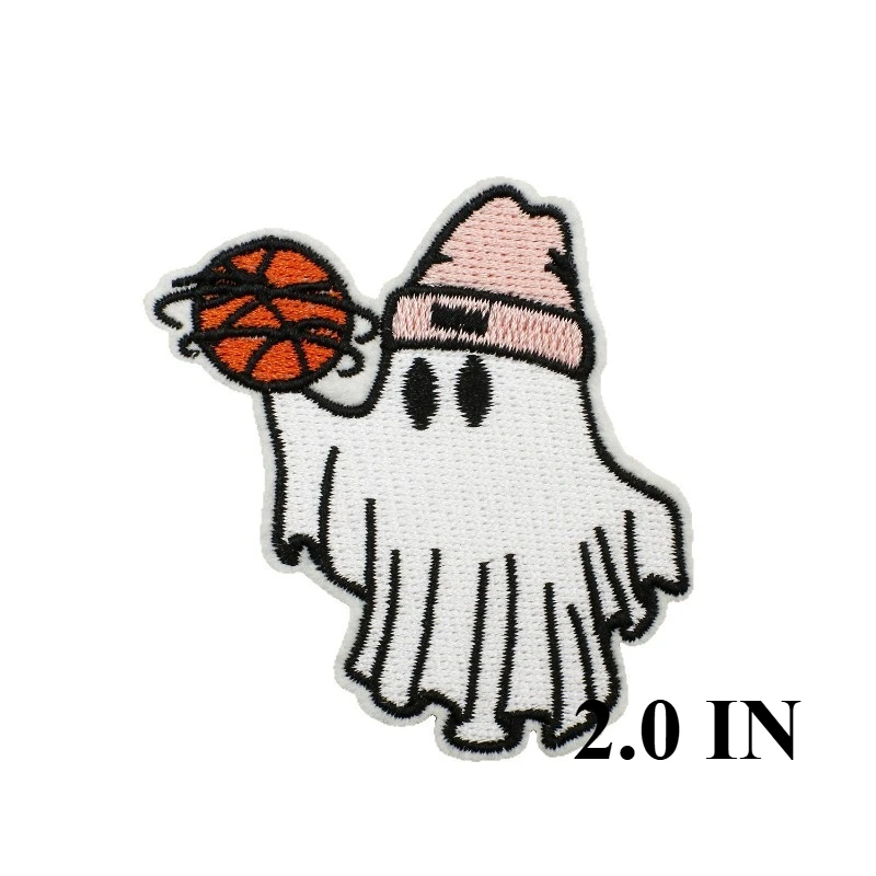 1PCS Halloween Ghost Basketball Embroidery Cloth Sticker Holiday Decoration Bicycle Patch Sticker Flower Witch Embroidery