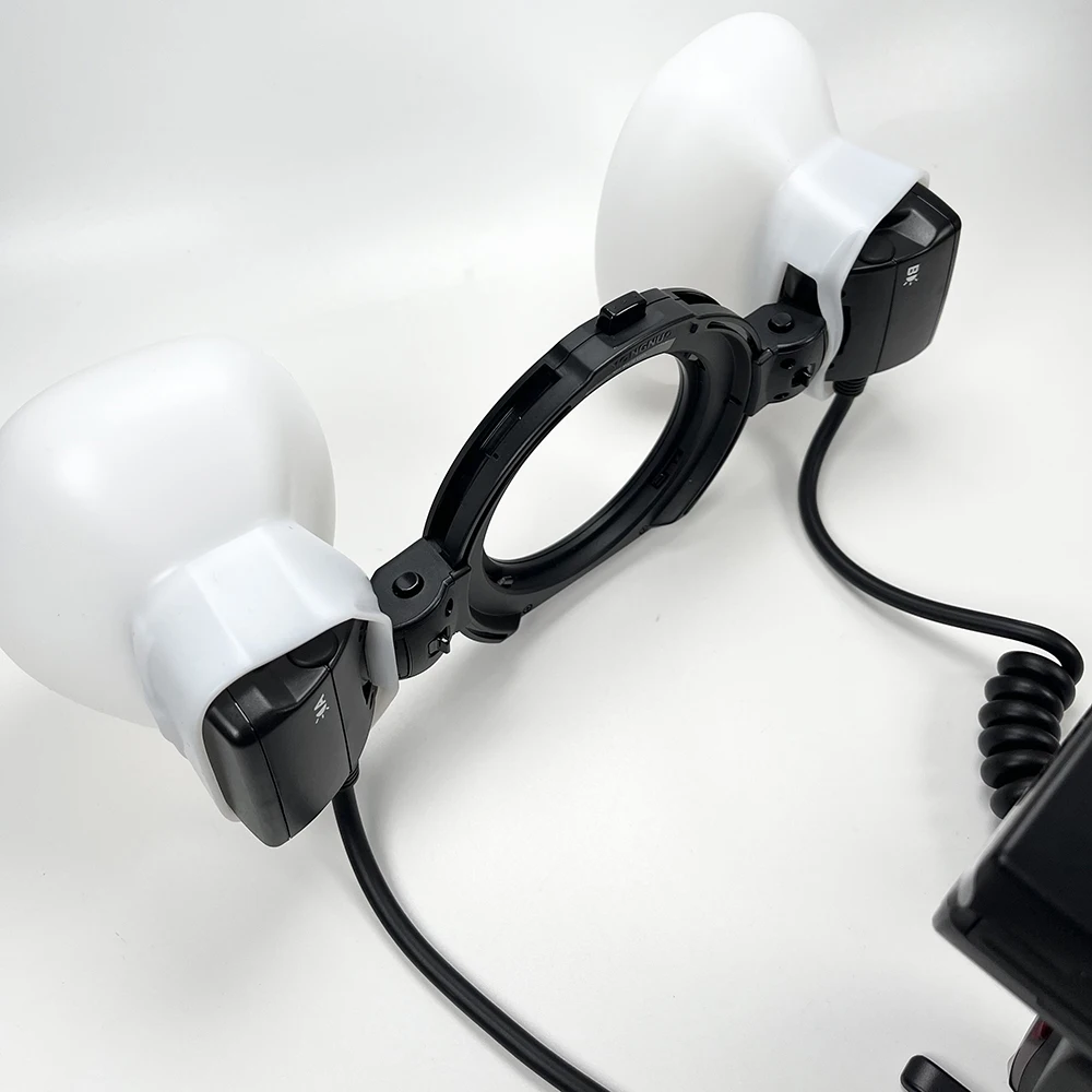 2pcs Softbox Dual Head Flash Lamp Diffuser Soft Light Hood for Nikon R1C1 Yongnuo YN24EX Godox MF12 Dentistry Camera Accessories view 5
