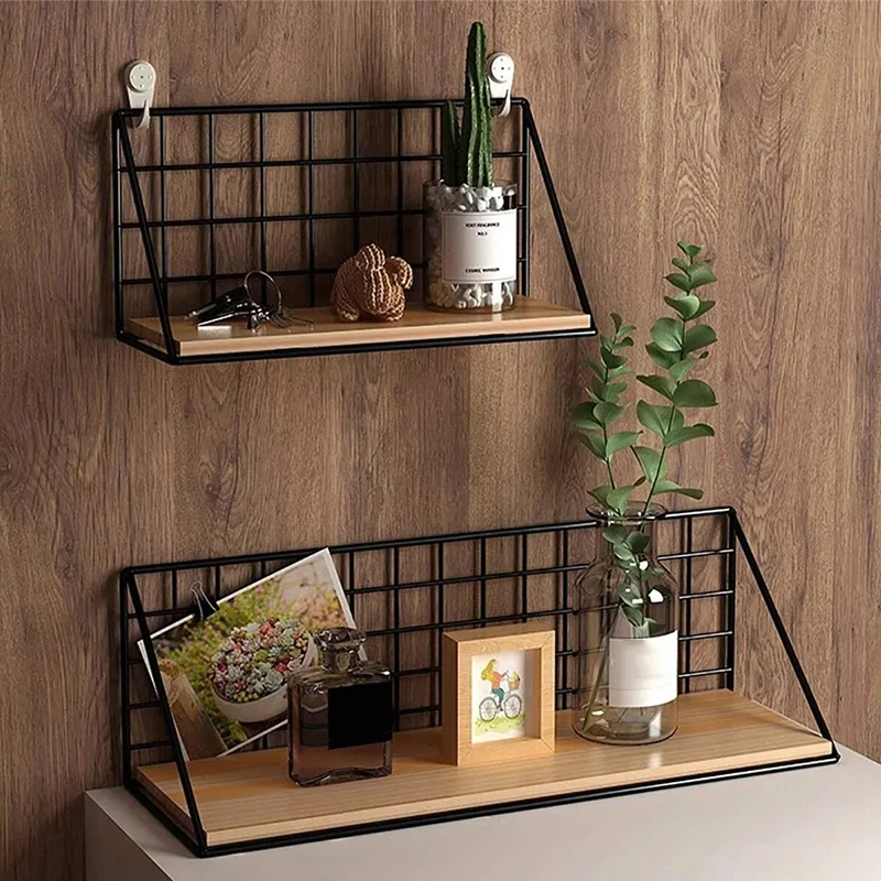 Creative Wall Mounted Shelves Bedroom Walls Iron Wall Hanging Baskets Storage Racks Storage Baskets Hanging Racks