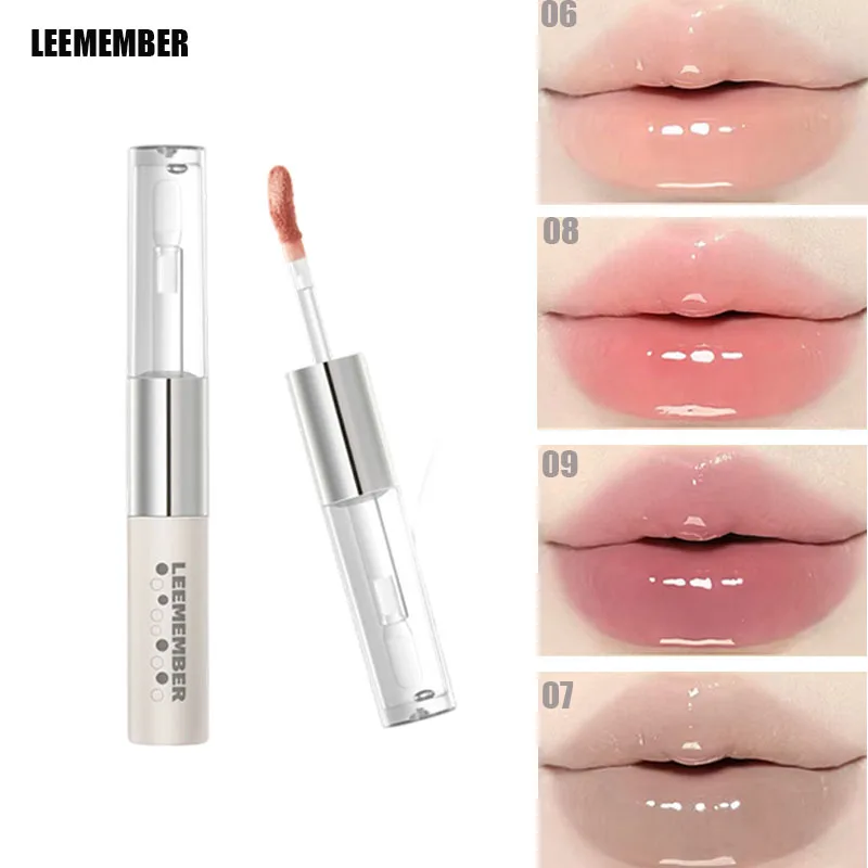 أحمر شفاه برأس مزدوج من LEEMEMBER، مرآة طين شفاه ناعمة غير لامعة، كوب مرطب غير لاصق يدوم طويلاً، مكياج شفاه أصلي