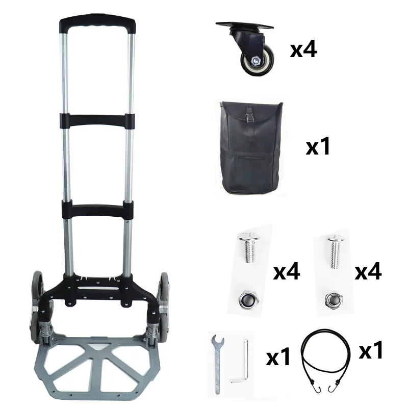 Delivery Trolley On Wheel 75kg All-terrain Stair-Climbing Trolley With Elastic Rope Folding Trolley for Carrying Goods Up 2022