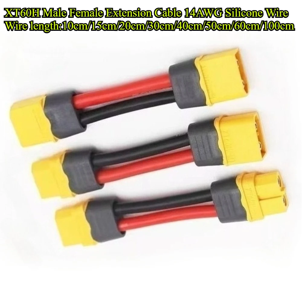XT60H Male/Female to Male/Female Adapter Extension Cable with 14AWG Silicone Wire 10/15/20/30/40-100cm for RC Lipo Battery Motor