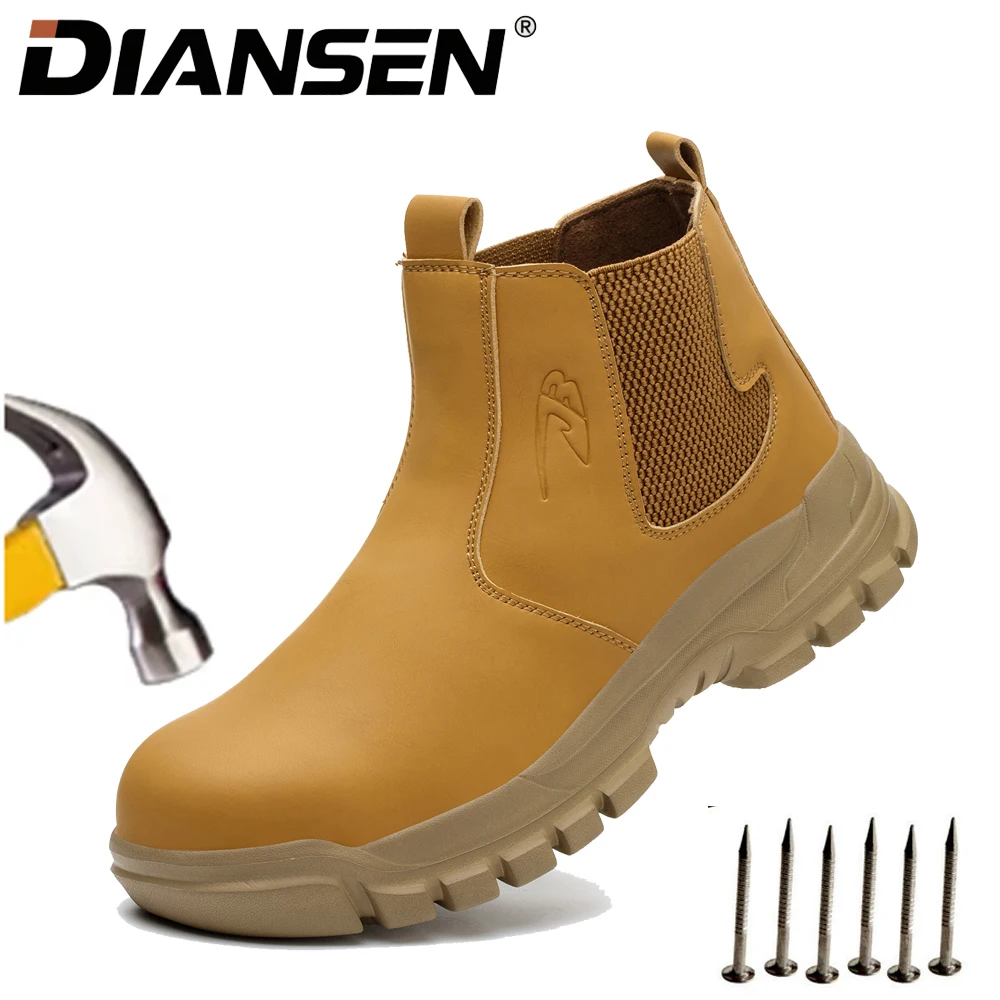 

Steel Toe Shoes Water Resistant Work Shoes Soft Comfortable Slip Resistant High Top Anti-smash Anti-Puncture Safety Mens Sneaker