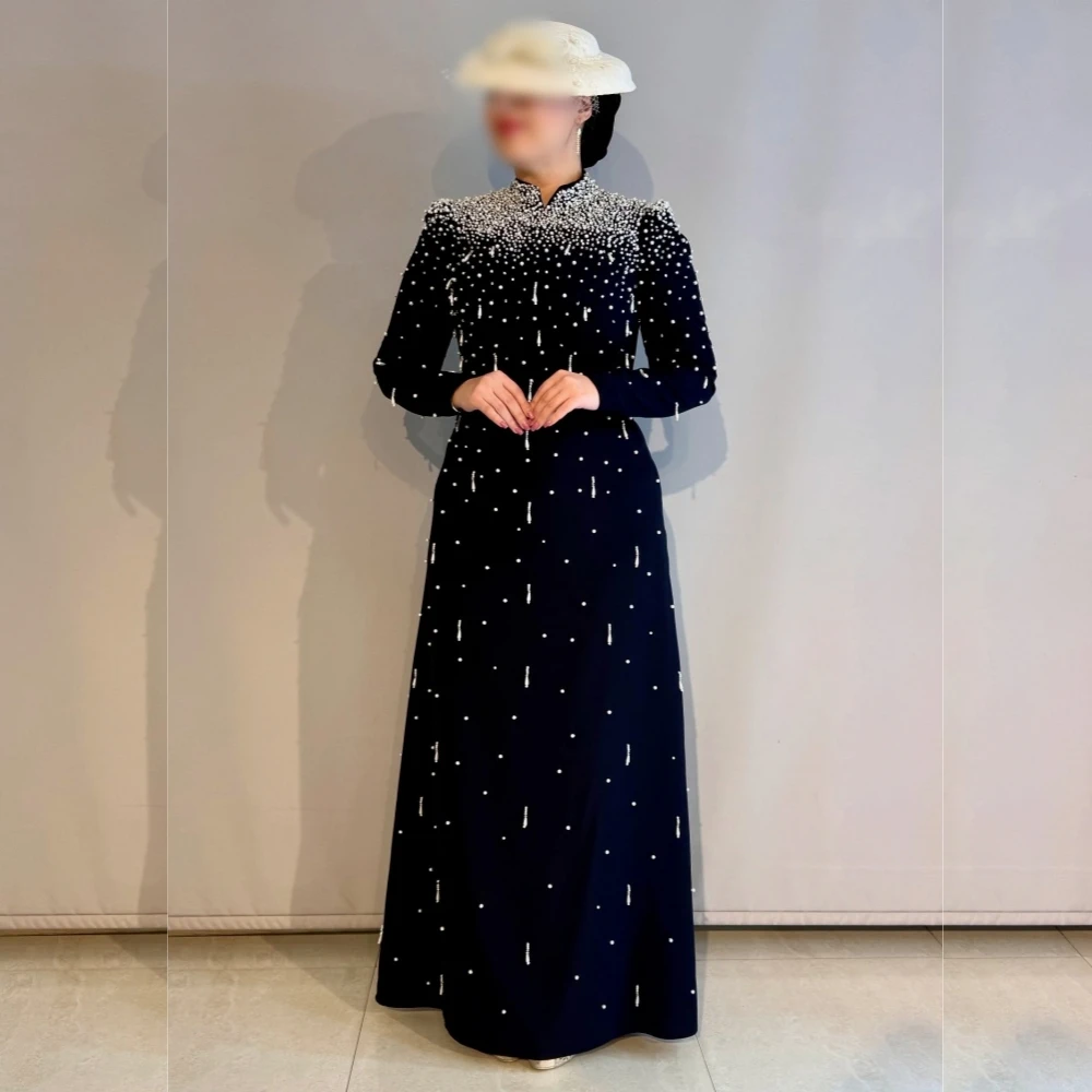 

Customized Women Luxury Evening Dress A-line Long Sleeves Black Long Dresses Bespoke Occasion High Quality Elegant Party Sparkle