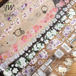 JIANWU 500cm/600cm Vintage Flower Label Landscaping Material Collage  PET Tape Creative DIY Journal Scrapbooking Stationery