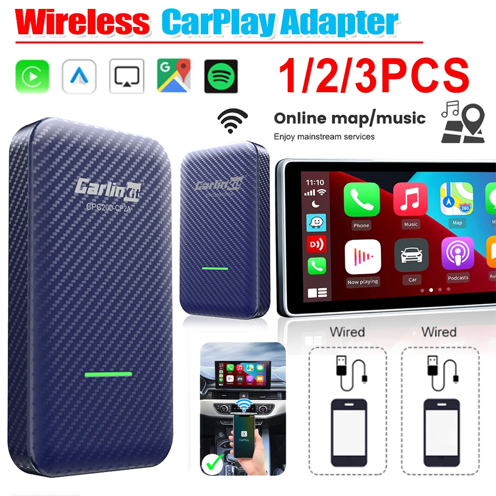 

Plastic for CarPlay Adapter Bluetooth-compatible 5.0 5G WiFi Multimedia Video Player Wired To Wireless Plug and Play Accessories
