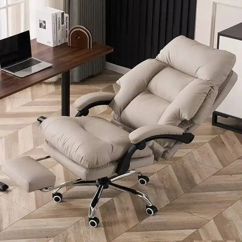 

Ergonomic Reclining Office Chair with Footrest, High Back Leather Swivel Adjustable Computer Desk Chair