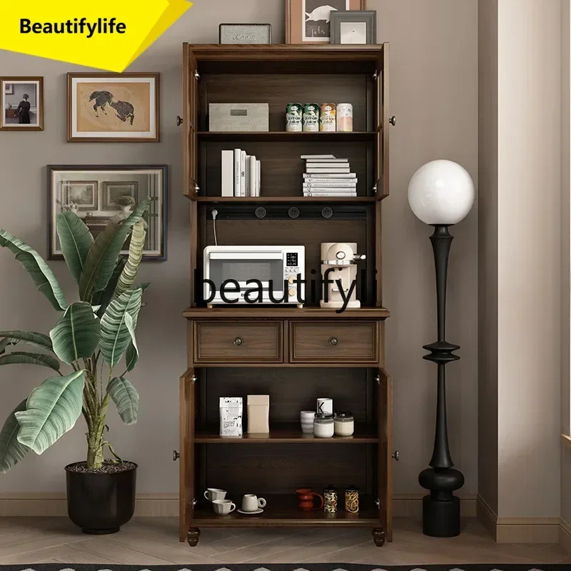 Q181  American retro solid wood two-door dining side wine cabinet integrated against the wall kitchen cupboard locker