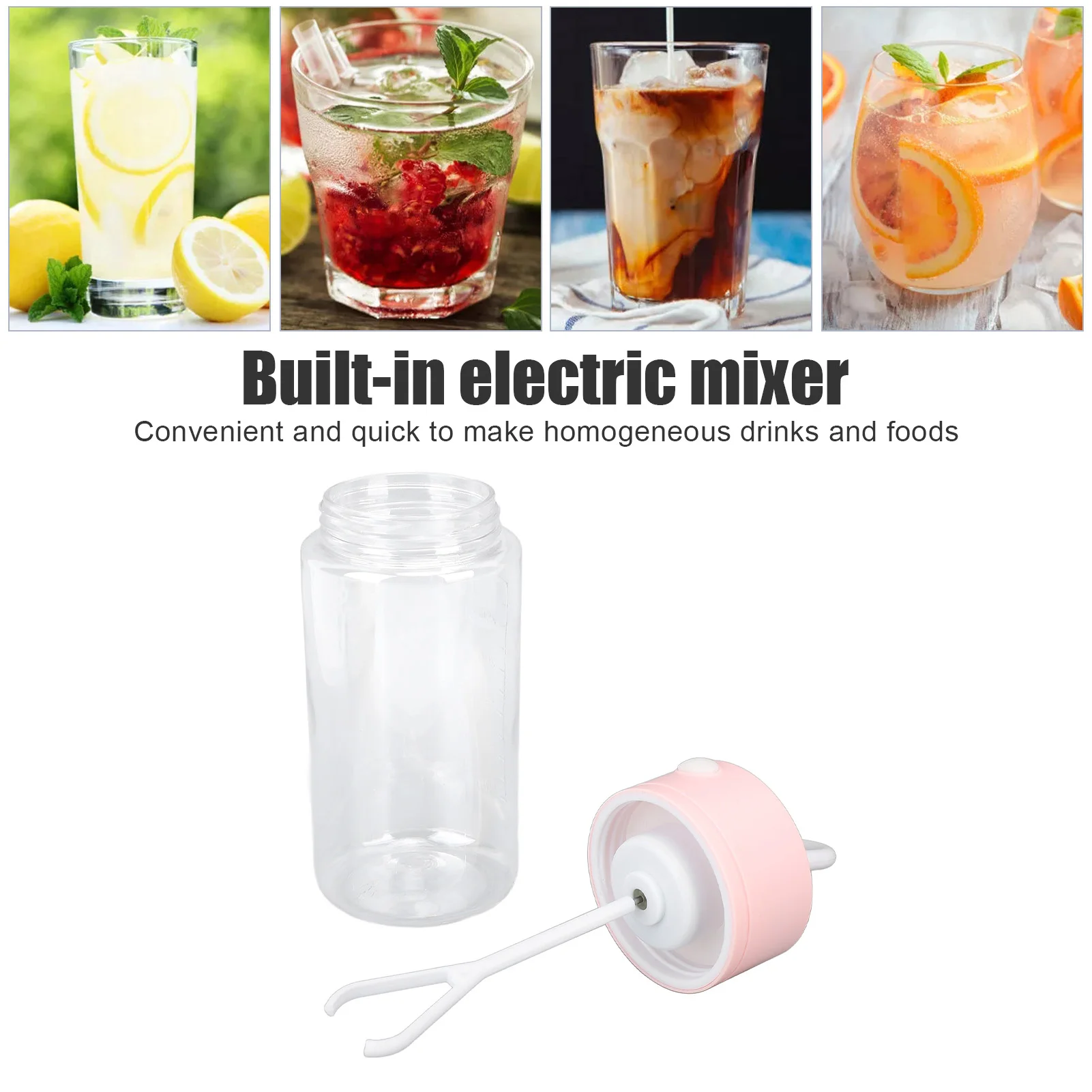 300ml 전기 단백질 셰이커 병 야외 스포츠를위한 자동 혼합 휴대용 자동 교반 머그잔