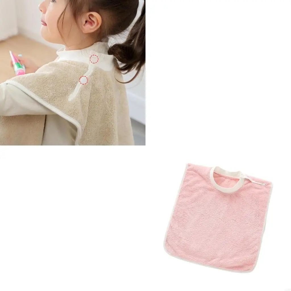 

Soft Coral Fleece Baby Bib Toothbrush Towel Feeding Burp Cloth Button Saliva Towel Apron for 1-5 Years Old Newborn 425F