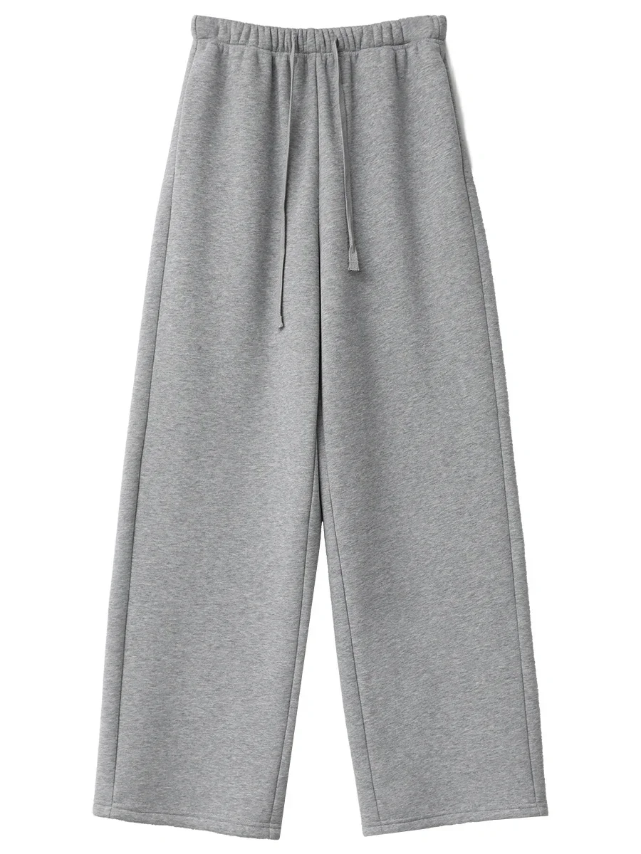 شيك فين سراويل رياضية نسائية فضفاضة جديدة مرنة عالية الخصر من الصوف سراويل تقليدية سراويل كاملة للسيدات لخريف وشتاء 2024