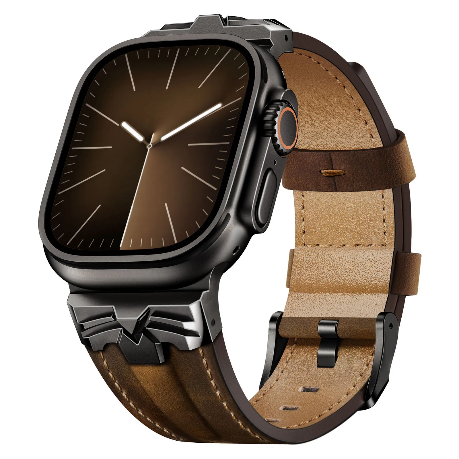 

Кожаный ремешок, совместимый с Apple Watch Ultra 3, 49 мм, 46 мм, 45 мм, 44 мм, для мужчин и женщин, прочный металлический ремешок премиум-класса для iWatch