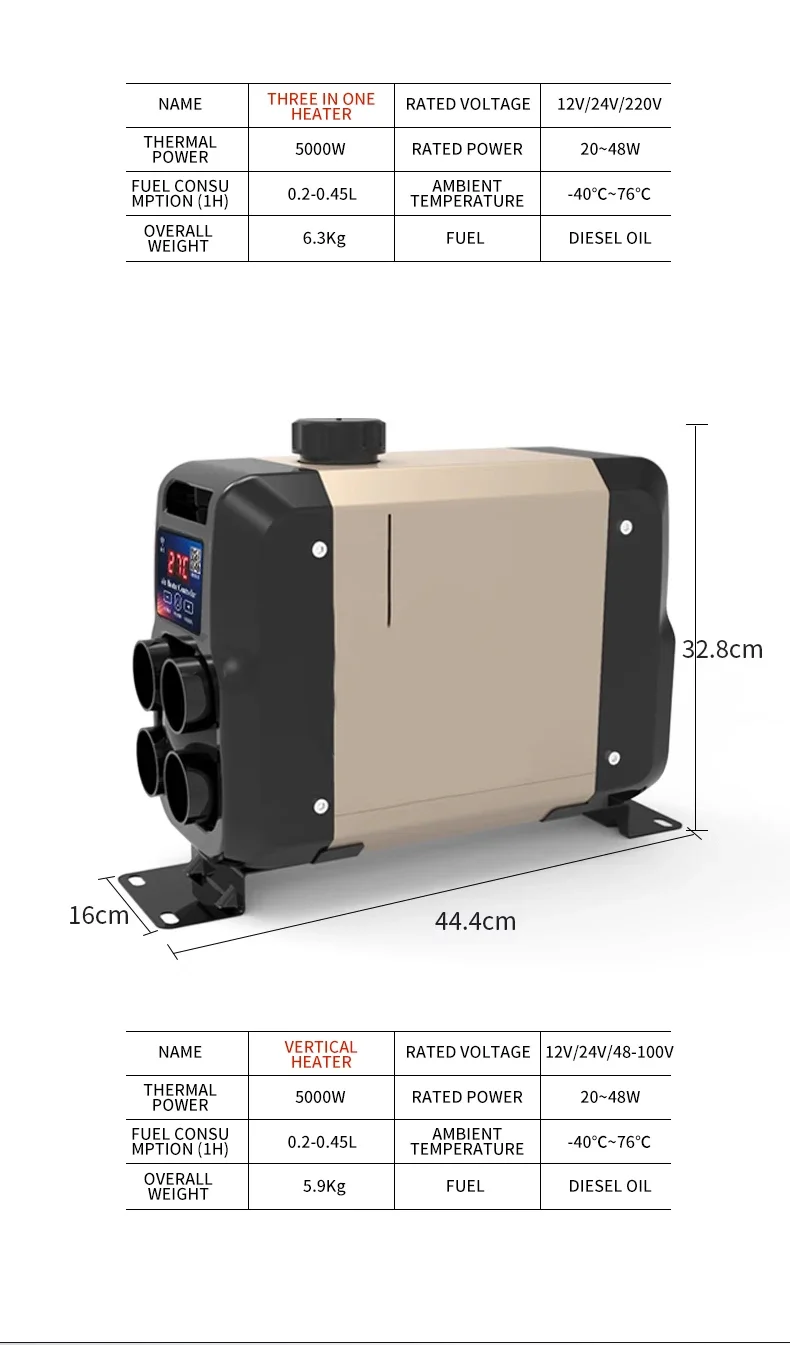 12V 24V diesel Water air Heater Parking Heater diesel Heater All-in-one for Car Campers Caravans