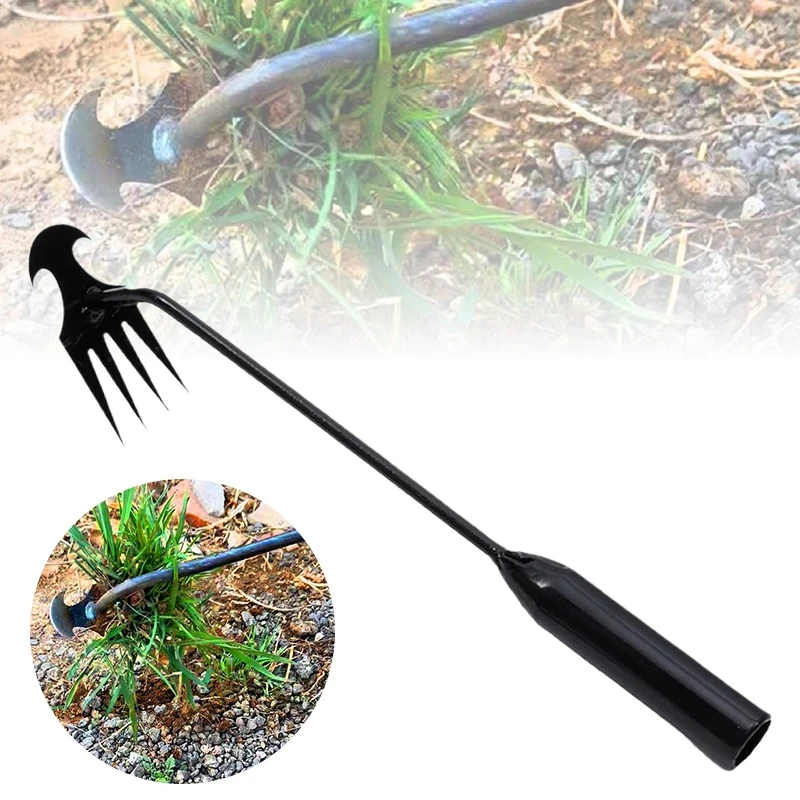 2 in 1 Garden Weeder Tools 4 Teeth Rake Manual Weed Grass Rooting Shovel Manganese Steel Loosening Soil Digging Garden Hand Tool