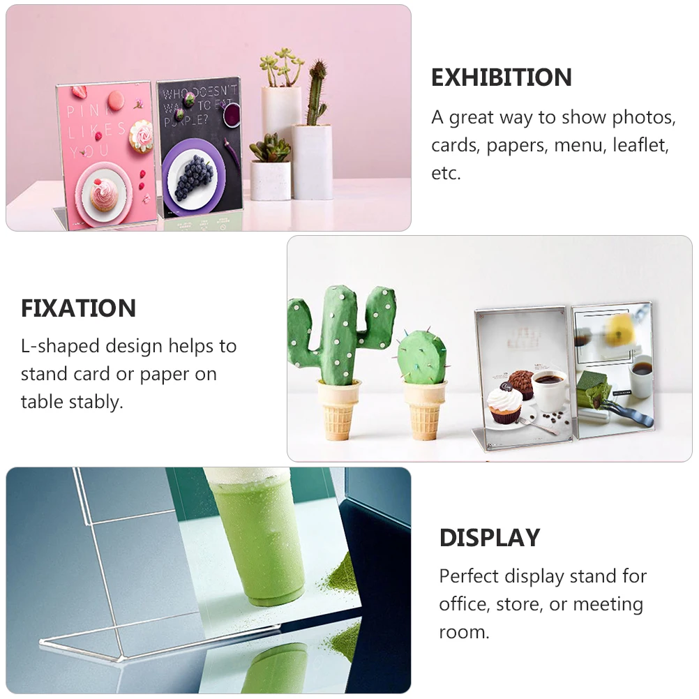 

2pcs Acrylic Display Stand Sign Holder For Menu Ad Frame Flyer Table Stand Desktop Support Versatile Rack Storage