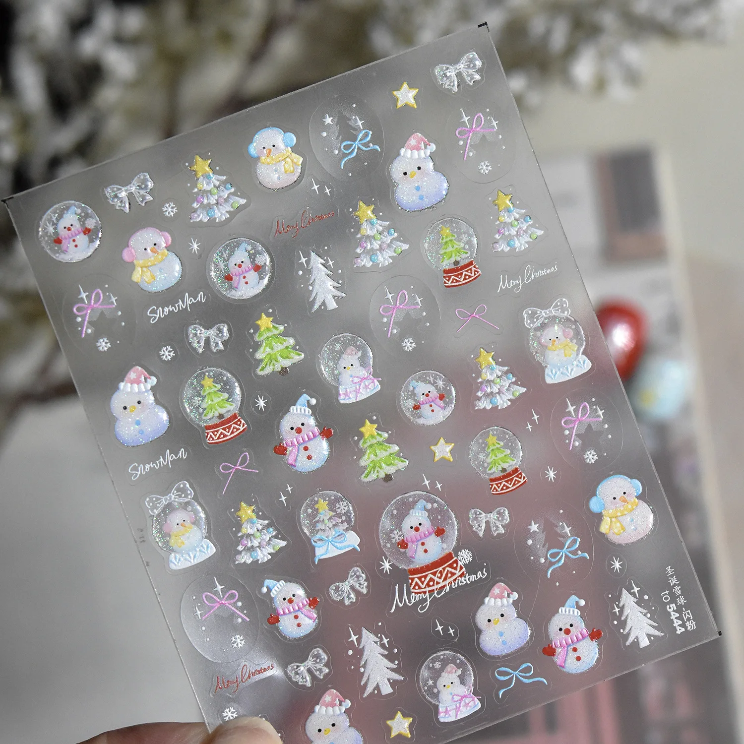 Nail Art Stickers Embossed Christmas Reindeer Japanese Cute Self Adhesive Film Decals Thin Brown DIY Manicure Decor for Girls