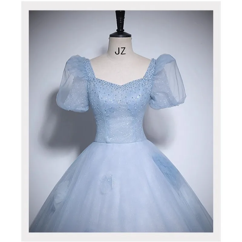 فستان سهرة نسائي شبكي متلألئ جديد عصري وراقي، فستان نخب الزفاف، فستان امتحان فني لأداء حفل الكبار