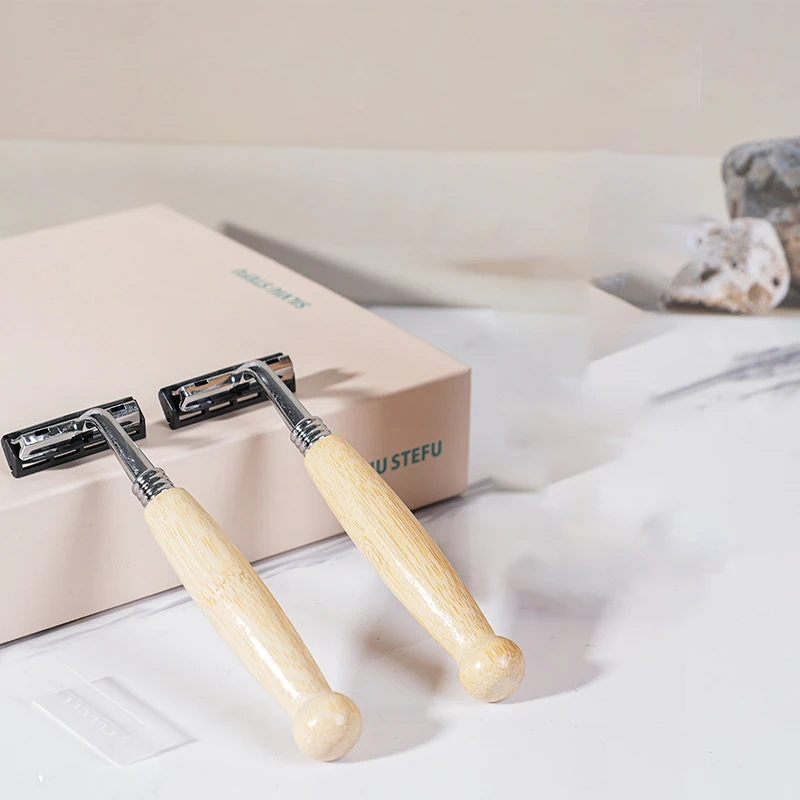 Безопасная бритва для влажного бритья, классические ручные бритвы, деревянная ручка, сменная головка, бритва из нержавеющей стали, руководство